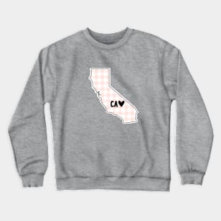 USA States: California (pink plaid) Crewneck Sweatshirt